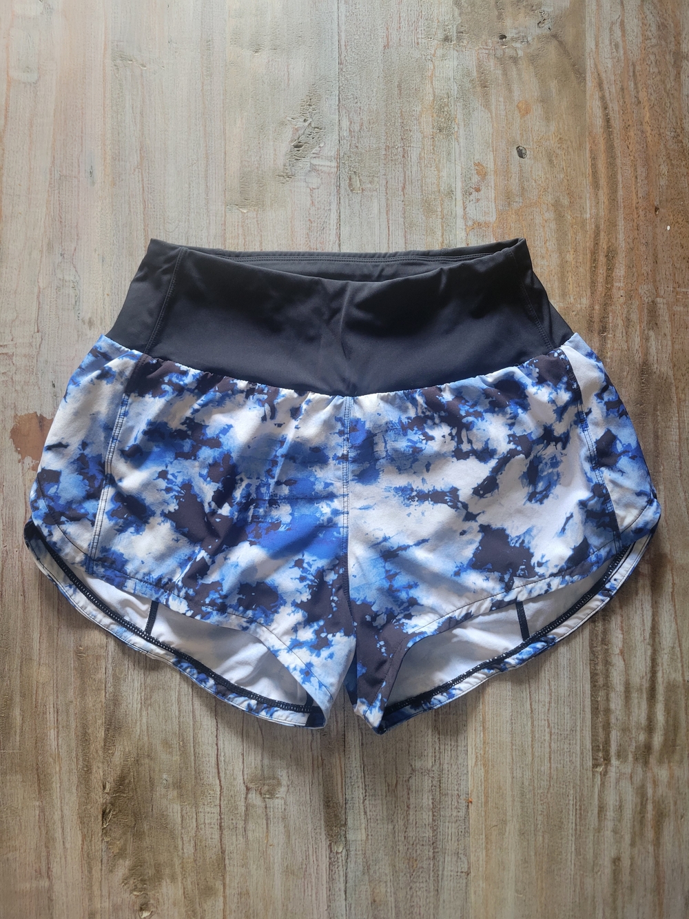 High-Rise Blue Tie-Dye Athletic Shorts for Women